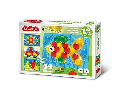 03576 Мозаика для самых маленьких Baby Toys &quot;Рыбка&quot; d40/4 цв (34 эл)