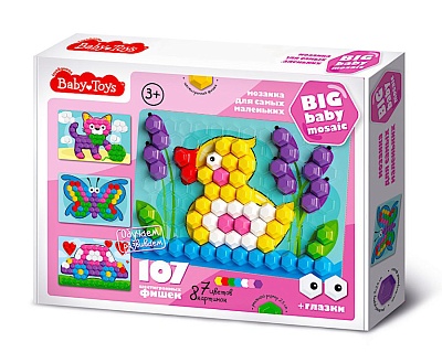03578 Мозаика для самых маленьких Baby Toys &quot;Утенок&quot; d2,5/7 цв (107 эл) шестигранная