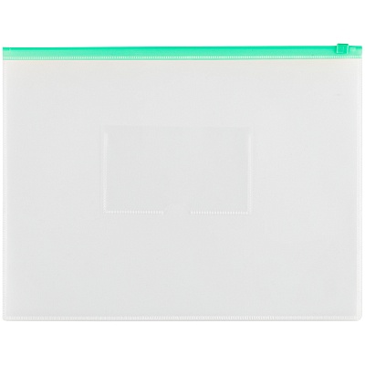 329759 Папка-конверт на молнии OfficeSpace А4, прозрачная, 150мкм, молния зеленая