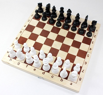 03878 Игра настольная &quot;Шахматы&quot; (деревянная коробка, пласт.фигуры, поле 29х29см)