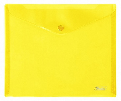 AKk_15105 Папка-конверт Пластиковая на кнопке А5ф Hatber 180мкм Желтая 