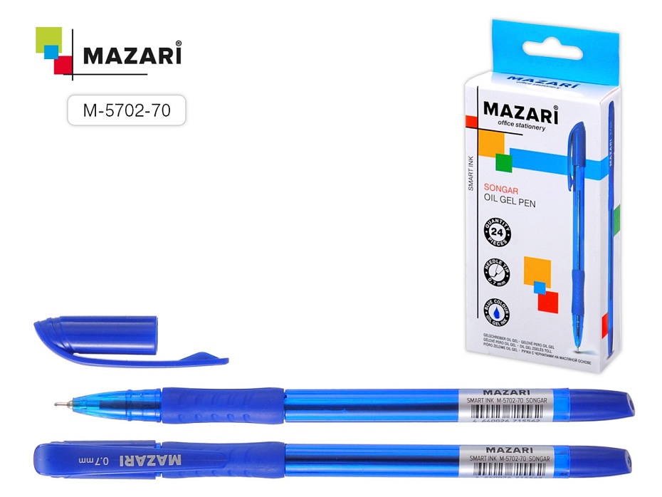 M-5702-70 Ручка шариковая SONGAR, СИНЯЯ, серия Smart Ink, чернила на масляной основе (Индия), игольчатый пиш.узел 0.7мм