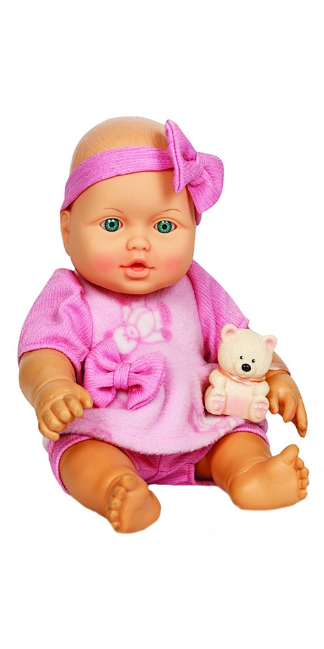 В200 Малышка в мишуткой Кукла пластмассовая