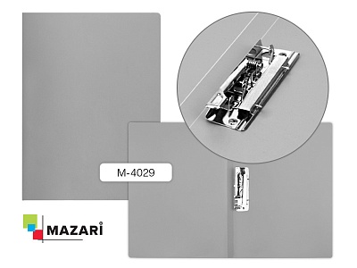 M-4029 Папка с прижимом, А4, 0.5 мм, корешок 15 мм, серая
